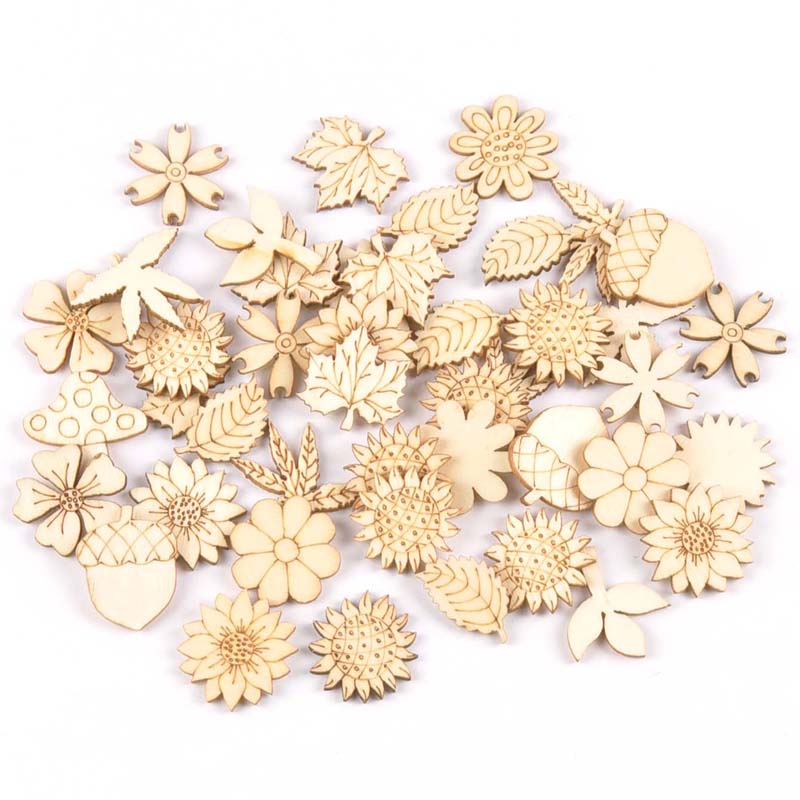 Embellish Craft - 30Pcs 25-30mm Wood DIY Accessories Natural