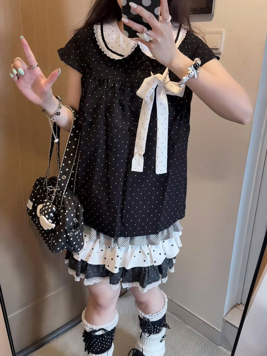 Y2K Kawaii Japanese Polka Dot  - огляд і ціна Elastic Lace Trim