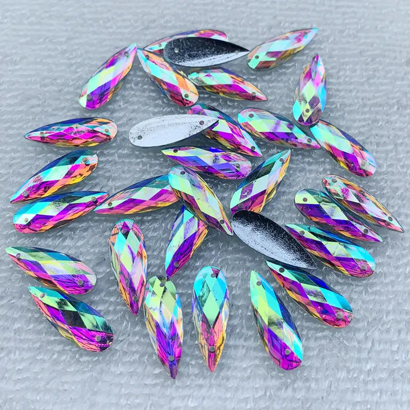 40pcs 8*22mm Sewing white AB D - огляд і ціна Sew On Rhinestone