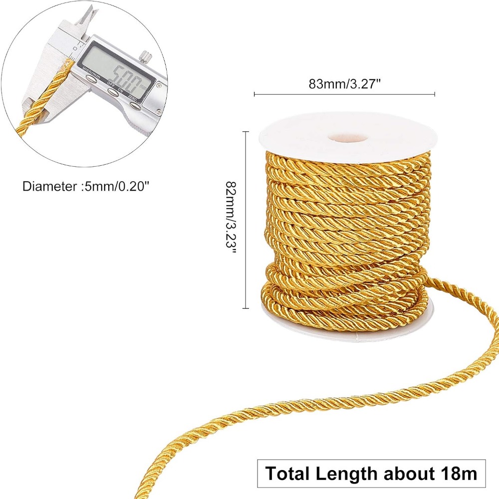 59 Feet Gold Cord 5mm Twisted  - огляд і ціна Cord Trim Twisted
