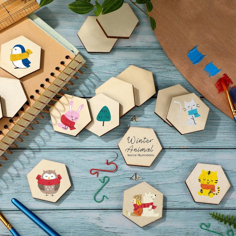50PCS 4CM Unfinished Wood Hexa - огляд і ціна Embellish Craft